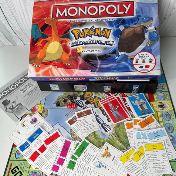 2014 Pokemon Monopoly Board Game Kanto Edition Gotta Catch Em All Complete - Picture 2 of 7